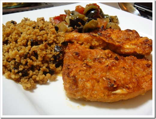 Moroccan baked fish with Couscous and Ratatouille