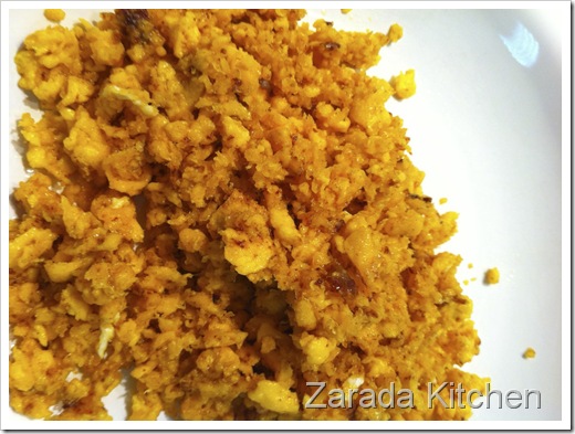 The egg yolks after frying with butter The egg yolks after frying with butter