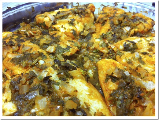 Another photo of the fish using the optional ingredients of parseley and cilantro